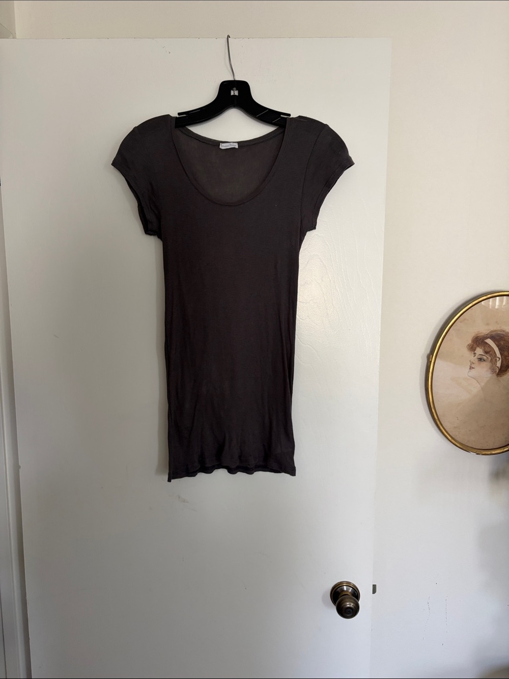 American Vintage Scoop Neck Short Sleeve Tee - Charcoal